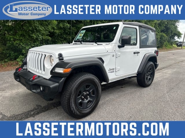 2020 Jeep Wrangler Sport in White — front three-quarter view
