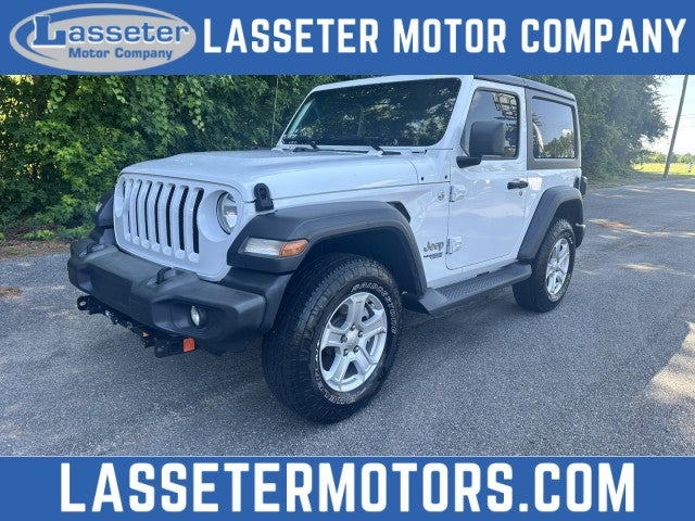 2019 Jeep Wrangler Sport S in White — front three-quarter view