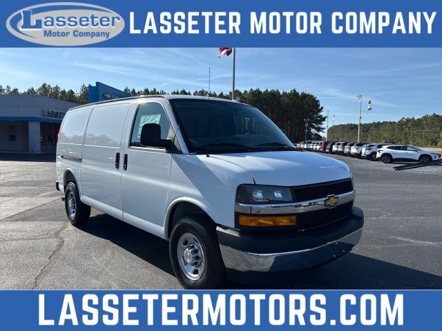 2025 Chevrolet Express Cargo WT in Summit White — front three-quarter view