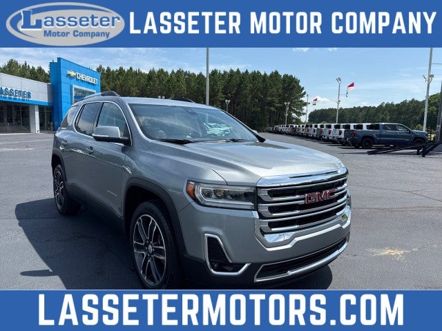 2023 GMC Acadia SLT in Sterling Metallic — front three-quarter view