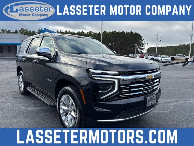 2025 Chevrolet Tahoe Premier in Dark Ash Metallic — front three-quarter view