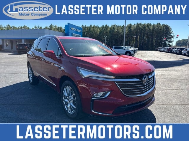 2023 Buick Enclave Essence in Cherry Red Tintcoat — front three-quarter view